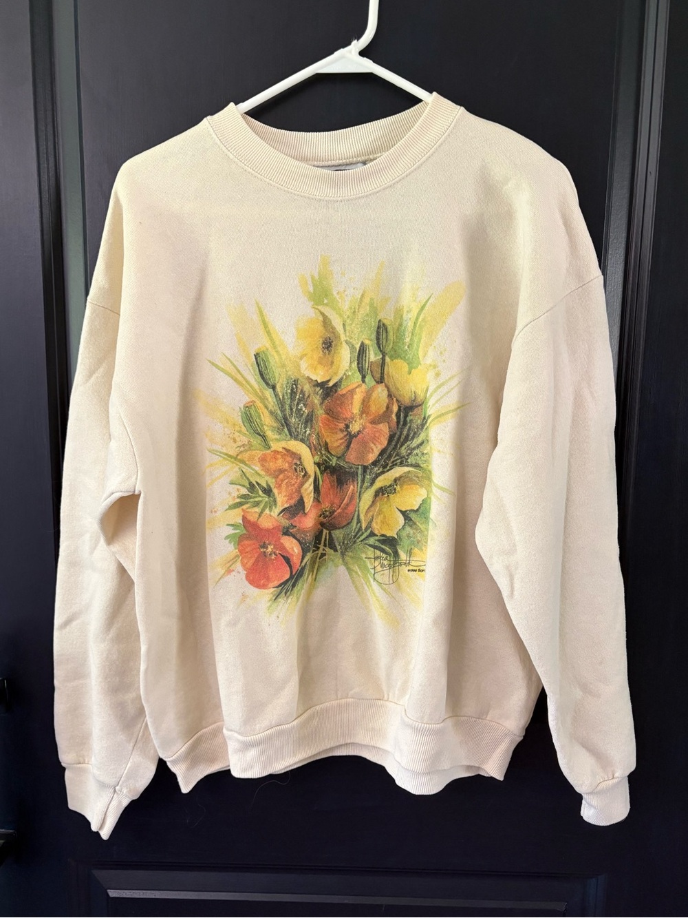 Vtg 90s Lee Cottagecore Sweatshirt Size L Nature Flowers